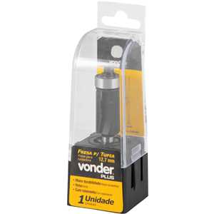 Fresa com dentes de metal duro, reta, para acabamento com rolamento, 12,7 mm, VONDER PLUS