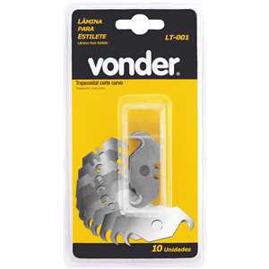 Lâmina trapezoidal para estilete, curva, com 10 peças, LT 001, VONDER