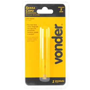Serra copo diamantada 5 mm, com haste, VONDER