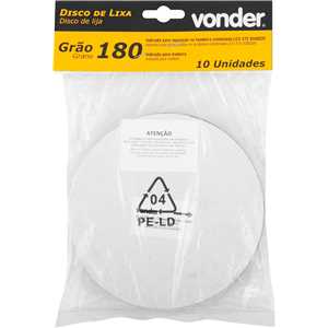 Disco de lixa 150 mm, grão 180, com 10 peças, para a lixadeira LCV 375, VONDER