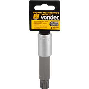 Soquete multidentado, longo, com encaixe de 1/2", M16, VONDER