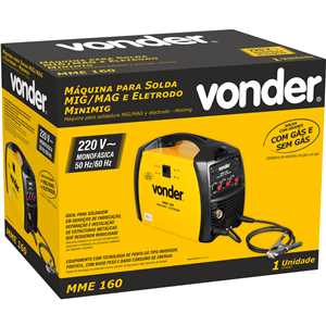 Máquina para solda MIG/MAG e eletrodo, 160 A, MME 160, Minimig, 220 V~, monofásica, VONDER