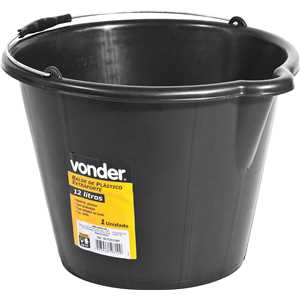 Balde de plástico extraforte, 12 litros, preto, VONDER