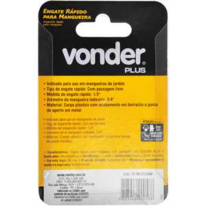 Engate rápido para mangueira 3/4", passagem livre VONDER PLUS.