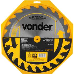 Lâmina de serra circular com dentes de metal duro/vídea, 400 mm x 30 mm, 24 dentes, VONDER
