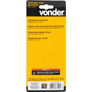 Tesoura para alfaiate, 15 cm, metálica, VONDER