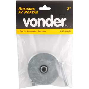 Roldana para portão 3", tipo V, aço zincado, sem caixa, VONDER