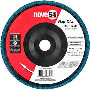 Flap-disc, disco de desbaste/acabamento, 7" - 180 mm, grão 60, NOVE54