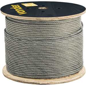 Cabo de aço galvanizado, alma de fibra, 9,53 mm - 3/8", 6 x 25F, VONDER