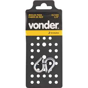 Anilha/sapatilho para cabo de aço, 3,18 mm - 1/8", cartela com 2 peças, VONDER