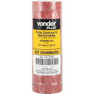 Fita isolante, 19 mm x 10 m, vermelha, VONDER PLUS