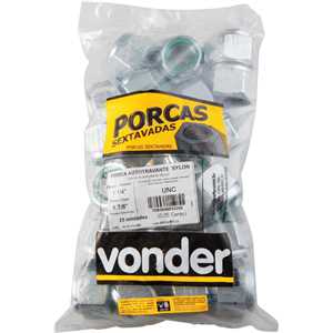 Porca autotravante sextavada, 1.1/4", UNC, alta, zincada, VONDER