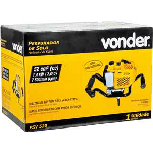 Perfurador a gasolina para solo, sem broca, 52 cm³ (cc), PSV 520, VONDER