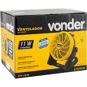 Ventilador, bateria intercambiável de 18 V, sem bateria e sem carregador, IVV 1838 VONDER