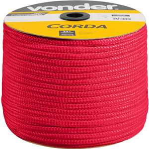 Corda multifilamento trançada 8,0 mm x 258 m, vermelha, em carretel, VONDER