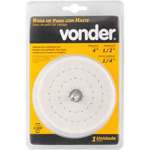 Roda de pano para polimento, 4", com haste, VONDER