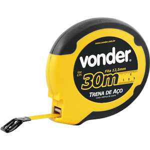 Trena longa com fita de aço, caixa fechada em ABS, com 30 m x 12,5 mm, VONDER