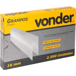 Grampo 16 mm para grampeador, GPV 201, caixa com 2.500 peças, VONDER