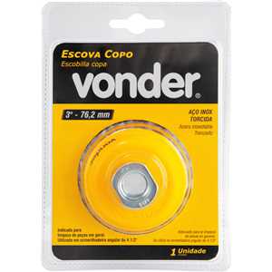 Escova de aço inox tipo copo, 3", torcida VONDER