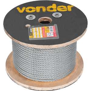 Cabo de aço galvanizado, alma de fibra, 7,94 mm - 5/16", 6 x 19S, VONDER