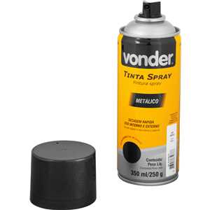 Tinta em spray metálico, preto, 350 ml/250 g, VONDER