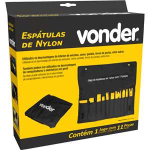 Jogo de espátulas de nylon, com 11 peças, VONDER