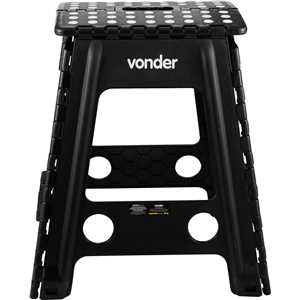 Banqueta plástica dobrável, preta, altura 450 mm, VONDER