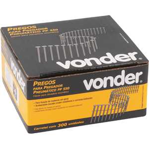 Prego coil liso, 2,1 mm x 50 mm, zincado, carretel com 300 unidades, para o pregador PP 550, VONDER