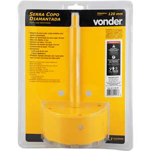 Serra copo diamantada 120 mm, com haste, VONDER