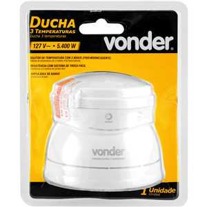 Ducha 3 temperaturas, 5.400 W, 127 V~, branca, VONDER
