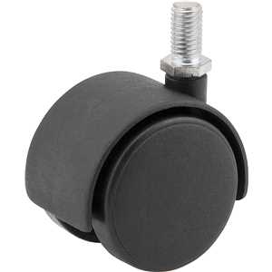 Rodízio giratório duplo leve 2", de nylon, preto, com rosca, VONDER