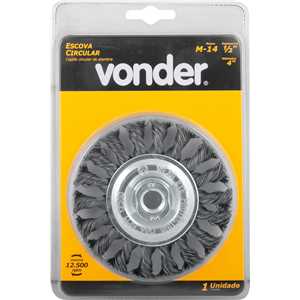 Escova circular 4" x 1/2", M14, torcida, VONDER