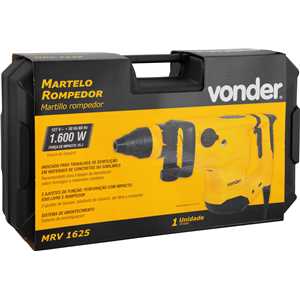 Martelo rompedor/perfurador, SDS MAX, 1.600 W, 25 joules, MRV 1625, 127 V~, VONDER