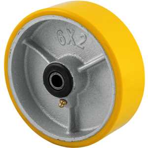 Roda 6", de poliuretano e ferro fundido, amarela, VONDER