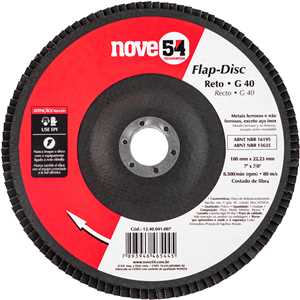 Flap-disc, disco de desbaste/acabamento, 7" - 180 mm, reto, grão 40, NOVE54