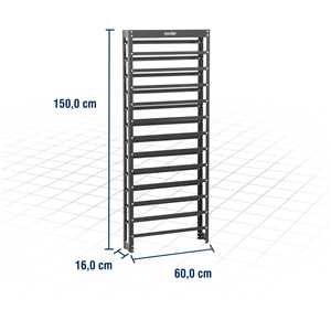 Estante metálica para gaveteiros, 150,0 cm x 60,0 cm x 16,0 cm, 60/3, VONDER