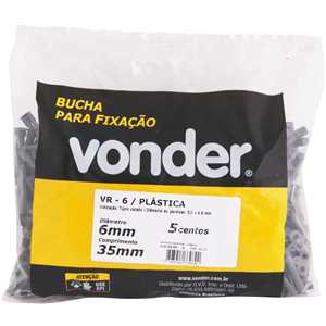 Bucha de plástico para tijolo vazado, 6 mm, VR 6, VONDER
