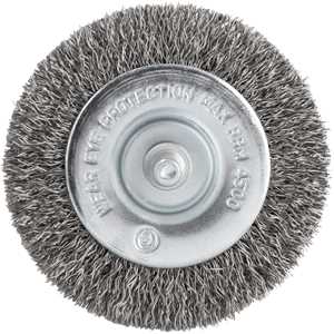 Escova circular 3", cerdas em aço inox, 4.500/min, com haste 1/4", VONDER