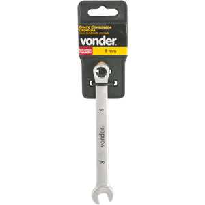 Chave combinada 8 mm, aço cromo vanádio, reta cromada, VONDER