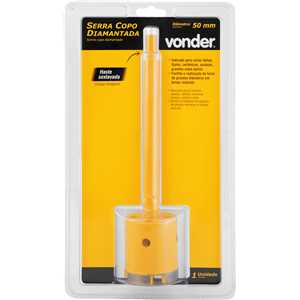 Serra copo diamantada 50 mm, com haste, VONDER
