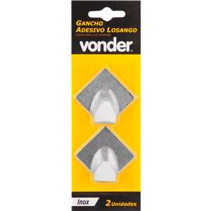 Gancho adesivo losango, em inox, com 2 peças, VONDER