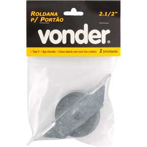 Roldana para portão 2.1/2", tipo V, aço zincado, caixa aberta, com rebite, VONDER