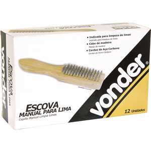 Escova manual com cerdas de aço, 5 fileiras para lima com cabo de madeira, VONDER