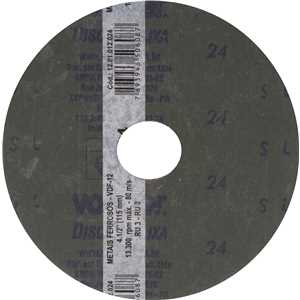 Disco de lixa costado em fibra, 4.1/2", grão 24  VDF 12, VONDER