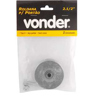 Roldana para portão 2.1/2", tipo V, aço polido, sem caixa, VONDER