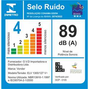 Extratora para limpeza, 1.300 W, 127 V~, ELV 1300, VONDER