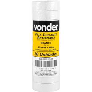 Fita isolante, 19 mm x 10 m, branca, VONDER