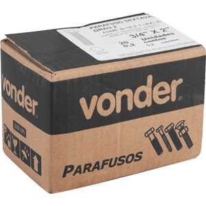 Parafuso sextavado zincado 3/4" x 2", UNC, rosca total, VONDER