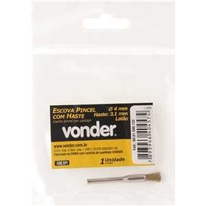 Escova tipo pincel com haste para microrretífica, 4 mm, em latão, VONDER
