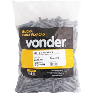 Bucha de plástico para tijolo vazado, 8 mm, VR 8, VONDER